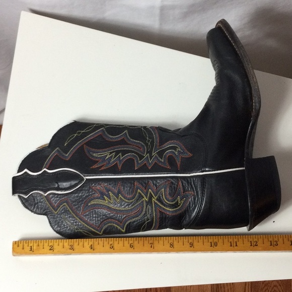 Justin Boots Black Leather Cowgirl Boots - Picture 9 of 10